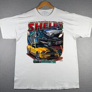 Vintage 2008 Shelby Day Mustang Carroll Shelby Tribute T-Shirt White XL 14001